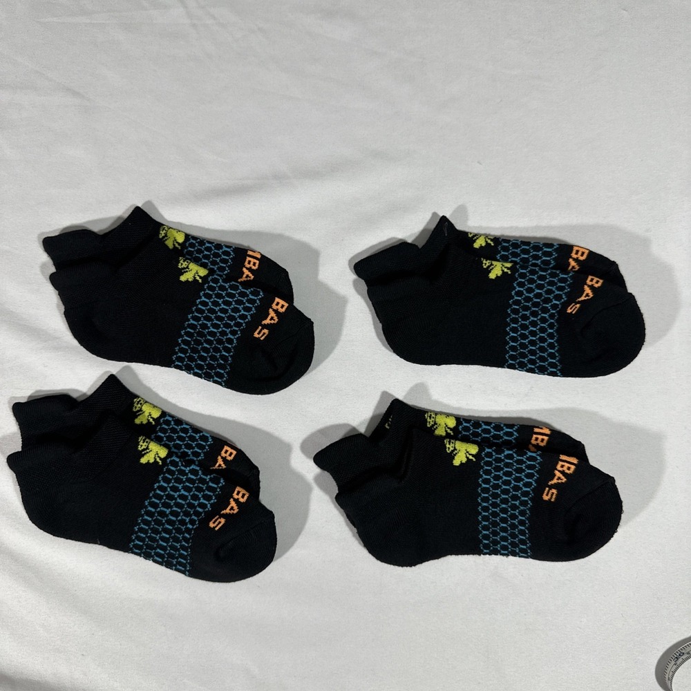 NEW Bombas [ KIDS XS‎ 4-Pack ] Honeycomb Solids Ankle Socks  in Black #T2148